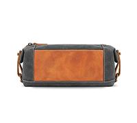 Londo Trousse de Toilette en Cuir Véritable et Toile - Trousse de Toilette de Voyage Dopp Kit - Unisexe