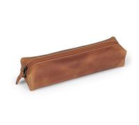 Londo Trousse pour Crayon en Cuir Véritable - avec Fermeture éclair (Camel)