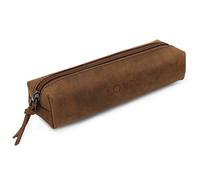 Londo Trousse pour Crayon en Cuir Véritable - avec Fermeture éclair (Cannelle)