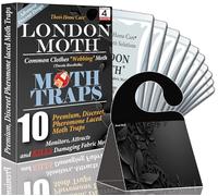 LONDON ANTI-MOTH KILLER 10 Pièges à phéromones de qualité supérieure, discrets, collants, design intérieur noir avancé, pièges à mites pour vêtements communs et variantes similaires, pour la