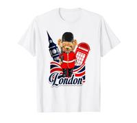 London Bear Guard Big Ben Red Phone Booth Union Jack UK T-Shirt Graphique avec Valeur