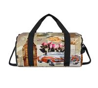 London Big Ben Car Sac de sport vintage avec compartiment à chaussures Sac de voyage Sac de gym Organiseur de bagages pour femmes, hommes, enfants, filles et garçons