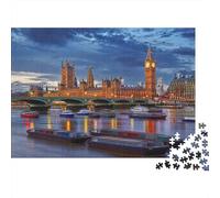 London Big Ben Puzzles 1000 Piècess Recyclé Paper Thames River Puzzle for Garçons et Filles Amusant Cadeau & Activity for Home Excellent Gift for Enfant‘s Birthday 70x50cm/1000pcs