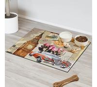 London Big Ben Tapis d'alimentation vintage pour animal domestique pour chat et chien Tapis d'alimentation pour animal domestique Tapis d'alimentation absorbant Nti-Slip Contiennent les déversements