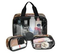 London Big Ben Trousse de maquillage de voyage vintage pour homme et femme - 3 grandes trousses de toilette translucides, couleur, L, Trousse de maquillage