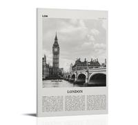 London Black and White Bridge Poster Peinture décorative sur toile Art mural pour salon, chambre à coucher, art mural, impression d'image moderne, décoration de salle familiale, 40 x 60 cm