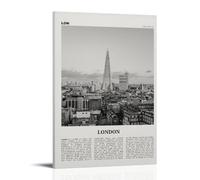 London Black and White Downtown Poster décoratif sur toile Art mural pour salon, chambre à coucher, art mural, impression d'image moderne, décoration de salle familiale, 60 x 90 cm