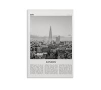 London Black and White Downtown Poster décoratif sur toile Art mural pour salon, chambre à coucher, art mural, impression d'image moderne, décoration de salle familiale, 50 x 75 cm