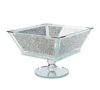 London Boutique Bol à fruits extra large en cristal avec cadre en métal argenté et strass de 19 cm de hauteur