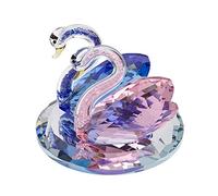 London Boutique Cadeau d'anniversaire de mariage en forme de cygnes en cristal bleu rose dans une boîte cadeau blanche