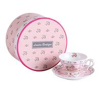 London Boutique Lot Tasses à café et soucoupes Vintage Flora Rose Lavande Coffret Cadeau en Porcelaine (Rose 1 Ensemble)