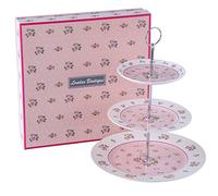 London Boutique Présentoir à Gâteaux à 3 Niveaux Présentoir à Thé de l'Après-Midi Vintage Papillon Shabby Chic dans Une Boîte Cadeau, Rose