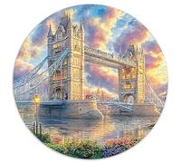 London Bridge Scene 1000 Pièces Puzzle Circulaire Puzzle Adulte pour Enfants Puzzle Familial Jeu D'Intelligence Décoration pour Enfants Cadeau 1000pcs (67.5x67.5cm)