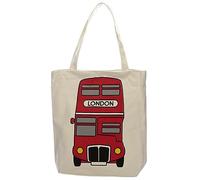 London Bus Cotton Bag with Zip and Lining