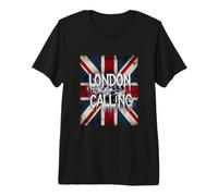 London Calling - Drapeau du Royaume-Uni et Bus à Deux étages T-Shirt Haut de Gamme