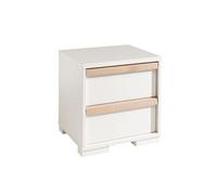 Table de Chevet 2 Tiroirs "London" 48cm Blanc