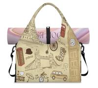 London City Landmarks Sac de sport pour femme et homme Sac de nuit avec compartiment à chaussures Sac fourre-tout pour yoga, gym, voyage, couleur, L, Organiseur de sac