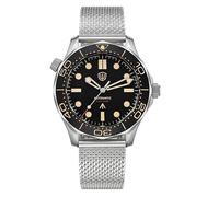 London Craftwork Boîtier en titane 007 Watchdives WD007Q VH31Sweep Seconds Mouvement à quartz, noir/marron