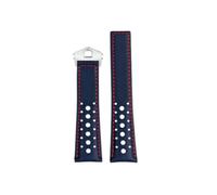 London Craftwork Bracelet en cuir véritable 22 mm pour montre TAG HEUER CARRERA MONACO FORMULA 1 Noir/bleu, taille unique, Cuir, Pas de gemme