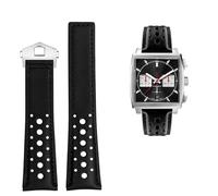 London Craftwork Bracelet en cuir véritable 22 mm pour montre TAG HEUER CARRERA MONACO FORMULA 1 Noir/bleu, taille unique, Cuir, Pas de gemme