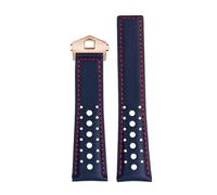 London Craftwork Bracelet en cuir véritable de 22 mm pour montre TAG HEUER CARRERA MONACO FORMULA 1, noir et bleu