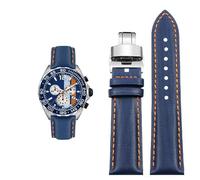 London Craftwork Bracelet en nylon pour montre Tag Heuer Monaco Carrera Formule 1 22 mm Bleu Orange Fermoir papillon, 22mm