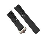 London Craftwork Bracelet en silicone compatible avec montre TAG HEUER MONACO CARRERA FORMULA 1 22mm noir argent