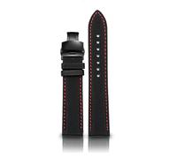 London Craftwork Bracelet en toile pour montre Tag Heuer Monaco Carrera Formule 1 22 mm Noir Rouge Fermoir papillon, taille unique, Nylon, Pas de gemme