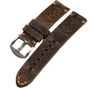 London Craftwork Flottiglia MAS Bracelet de montre en cuir italien épais fait main Marron foncé Noir 26 mm