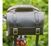 London Craftwork Sacoche de Selle de vélo Classique carrée en Cuir Naturel Noir/Jaune pour Outils de vélo Box-BL/YE