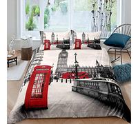 London Double avec Housse de Couette pour Cabine téléphonique The Big Ben,rétro 3 pièces