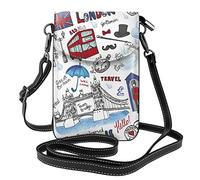 London Eiffel Tower Flap Phone Crossbody Bag pour femme, sac à main en cuir PU pour téléphone portable avec sangle réglable