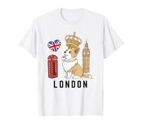 London England Corgi Crown and Big Bridge Souvenir de Voyage T-Shirt