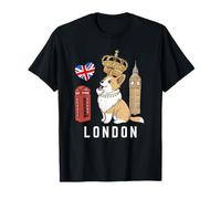 London England Corgi Crown and Big Bridge Souvenir de Voyage T-Shirt