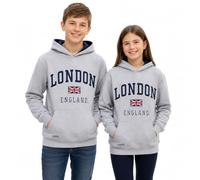 London England LE129K Sweat à capuche pour enfant Gris - - Medium