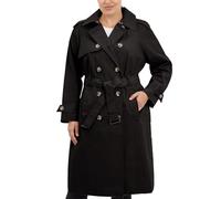 LONDON FOG Trench 3/4 avec ceinture à double boutonnage pour femme, noir, X-Large