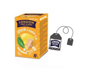 LONDON FRUIT & HERB COMPANY London Fruit® | Infusion Citron et Gingembre | Infusion Citron Gingembre et Citron Vert en Sachets Uniques Sans Caféine - 20 Filtres (40 Gr) | Infusion Digestive