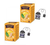 London Fruit® | Infusion Citron et Gingembre | Infusion Citron Gingembre et Citron Vert en Sachets Uniques Sans Caféine - 2 x 20 Filtres (80 Gr) | Infusion Digestive