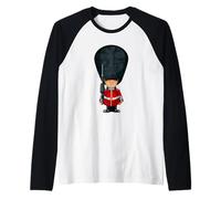 London Guard Outfit, Funny Cute London Queen Guard Cartoon Manche Raglan