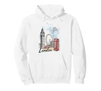 London Icons Big Bridge Horloge Souvenir Bus Rouge Sweat à Capuche