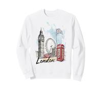 London Icons Big Bridge Horloge Souvenir Bus Rouge Sweatshirt