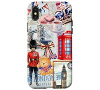 London Icons Collage with Guard, Phone Booth & Big Ben Coque pour iPhone X/XS