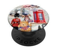 London Icons Collage with Guard, Phone Booth & Big Ben PopSockets PopGrip Adhésif