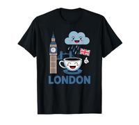 London Icons Joli Drapeau de Voyage pour Enfant Motif Tasse de thé Nuage T-Shirt