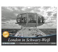 London in Schwarz-Weiß (Wandkalender 2026 DIN A4 quer), CALVENDO Monatskalender: Die Stadt London aus den unterschiedlichsten Perspektiven
