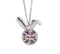 London King UK Collier avec pendentif en forme de lapin Motif drapeau Union Jack