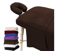 London Linens Lot de 3 housses de table de massage extra épaisses en flanelle 100 % coton (moka)