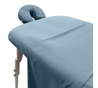 LONDON LINENS Parure de lit 3 pièces en microfibre douce pour table de massage - Comprend une housse pour table de massage, un drap-housse de massage et une housse pour repose-visage (bleu clair)