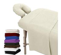 LONDON LINENS Parure de lit 3 pièces extra épaisse pour table de massage - Flanelle de coton 100 % naturelle - Comprend une housse pour table de massage, un drap-housse de massage et une housse pour