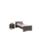 LONDON Lit Anthracite + Chevet 2 tiroirs Anthracite